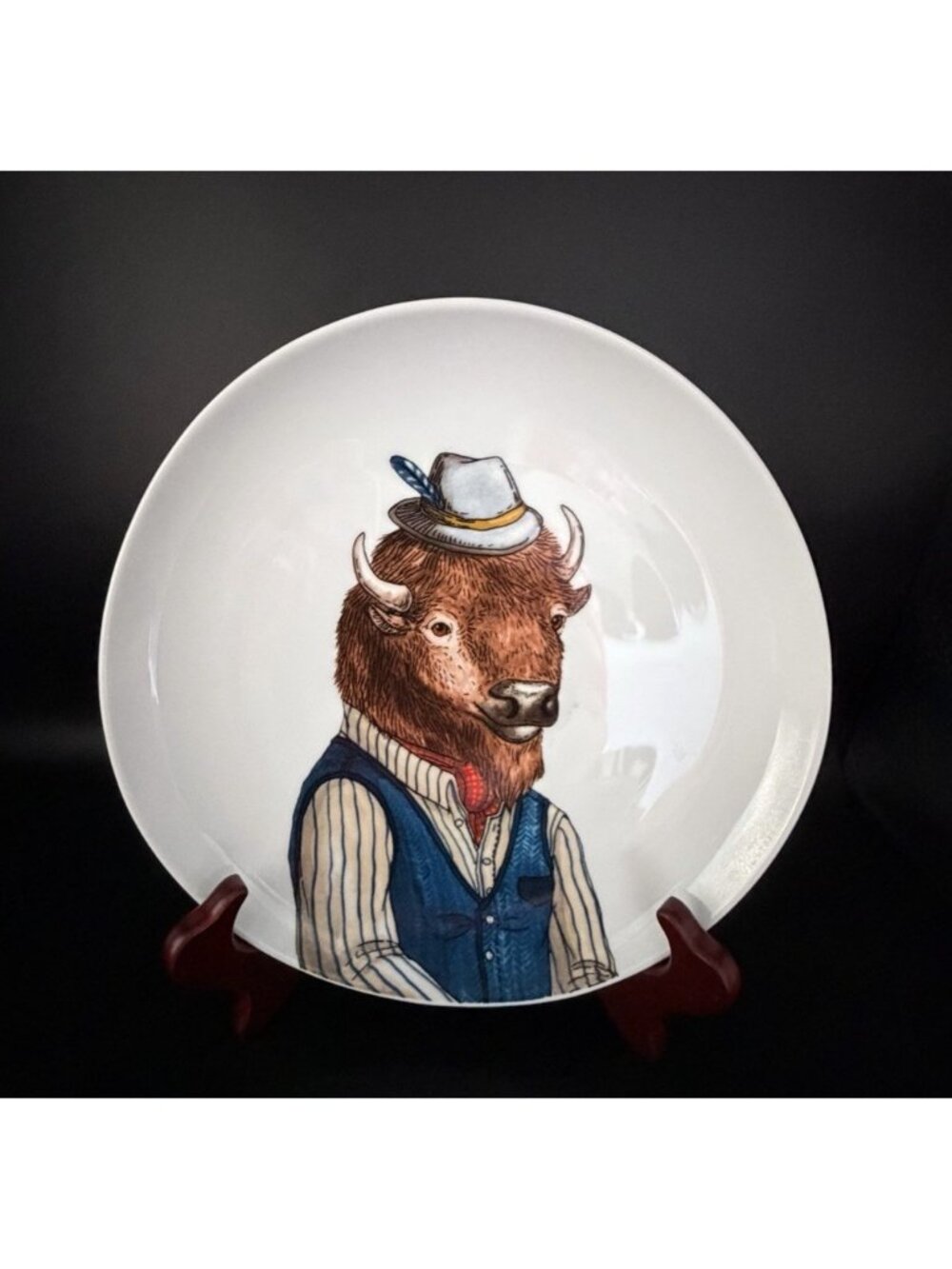 Salad Plate West Elm Rachel Kozlowski Dapper Animal 8.75" Bison Western